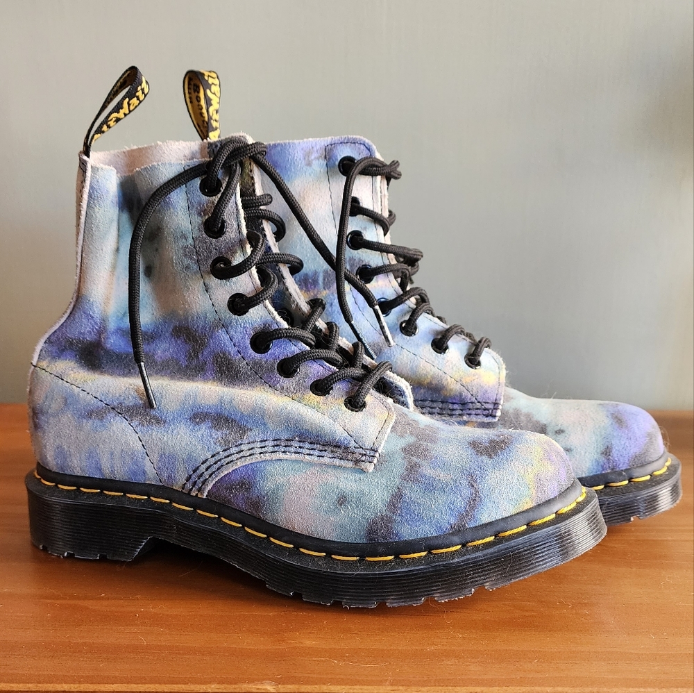 Dr. Martens Women's 1460 Pascal Summer Tie Dye Boots, Size 7, Blue
